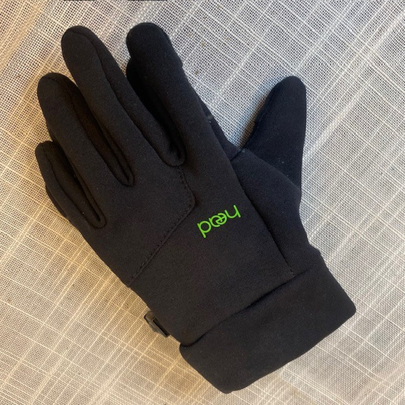 Head Touchscreen Gloves Lined Black Green Unisex Kids Medium - Picture 1 of 4
